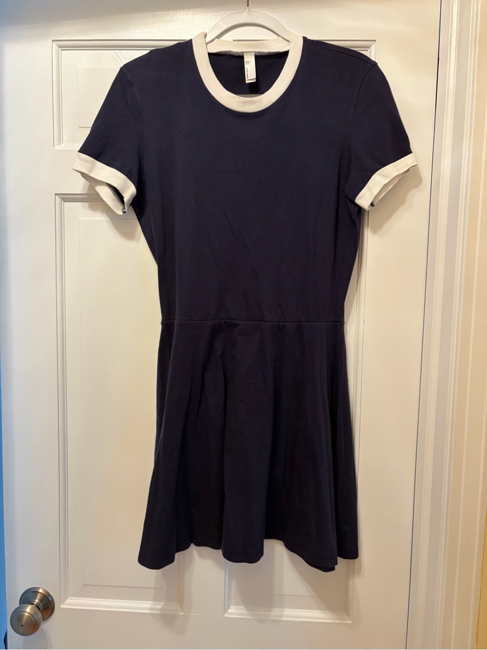 American Apparel Navy Dress with Cream Trim